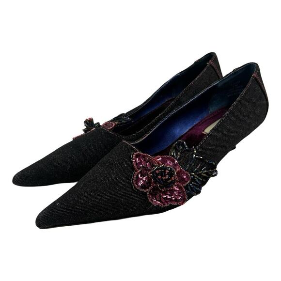 Y2k kitten heels Steve Madden point toe beaded sz 6 - Picture 3 of 7